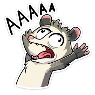 😱 AAAAA zarigüeya, comadreja, gritando, dibujos animados, animal, lindo, gracioso, meme telegram sticker