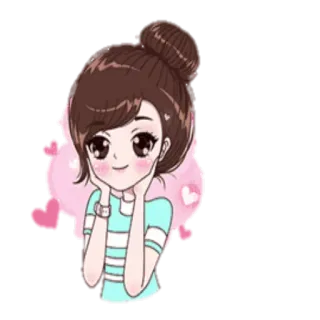 👩 desenho animado, menina, fofo, adesivo, amor, corações, anime telegram sticker
