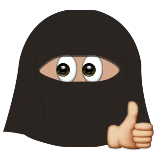 👍 Emoji, Niqab, Olhos, Polegar para cima, Roupa islâmica telegram sticker