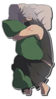 😔 Kakashi Naruto anime, character, kakashi, naruto, pillow, sleeping telegram sticker