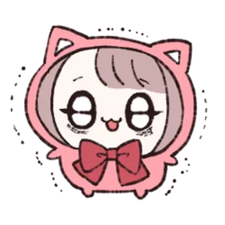 🦀 kawaii, cute, cat, cartoon, pink whatsapp sticker