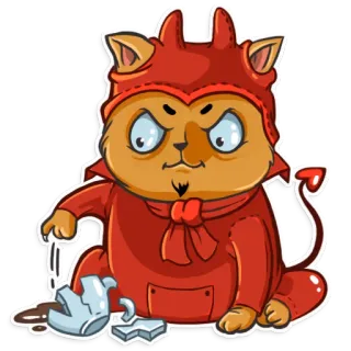 😈 gato, diablo, gatito, lindo, enojado telegram sticker