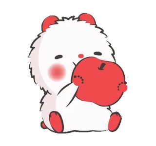 🍎 animal, dessin animé, mignon, doux, rouge, pomme whatsapp sticker