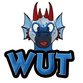 ❓ WUT dragón, lindo, meme, azul, gracioso, dibujos animados whatsapp sticker