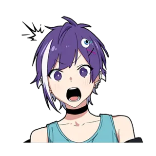 😱 anime, cartoon, manga, character, boy, purple hair whatsapp sticker