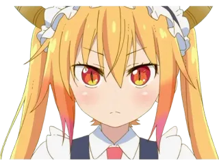 ☹ Tohru Miss Kobayashi's Dragon Maid Аниме, Дракон, Горничная, Милый, Женщина, Тору, Злой, Красные Глаза, Рога telegram sticker