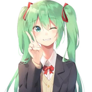 😁 Anime, Mädchen, Charakter, Frieden, Zwinkern telegram sticker