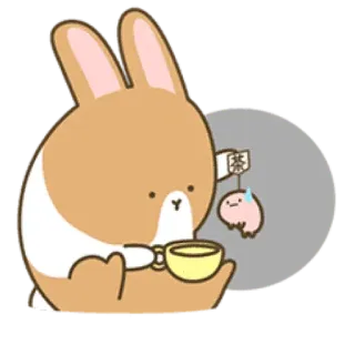 😥 rabbit, tea, cute, kawaii, animal, cartoon, drink, bunny telegram sticker