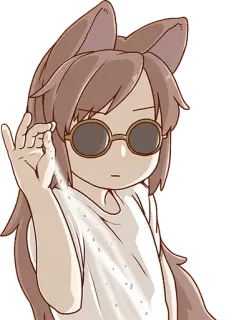 😎 Anime, Kattenoren, Oké teken, Perfect, Hondenoren, Bril, Zelfgenoegzaam telegram sticker