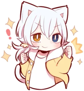 ✊ Аниме, Манга, Кошачьи ушки, Чиби, Милый, Персонаж telegram sticker