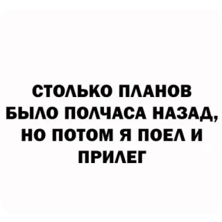 🤣 СТОЛЬКО ПЛАНОВ БЫЛО ПОЛЧАСА НАЗАД, НО ПОТОМ Я ПОЕЛ И ПРИЛЕГ telegram sticker