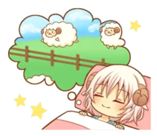 😴 ovelha, sono, sonho, anime, estrelas, fofo telegram sticker