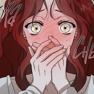 ♥️ Cartone animato, Anime, Ragazza, Arrossendo, Capelli rossi, Imbarazzata telegram sticker