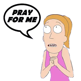 🙏 Summer Smith Rick and Morty PRAY FOR ME rick y morty, verano, dibujos animados, gracioso, orar, animación para adultos telegram sticker