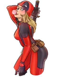 😁 Lady Deadpool lady deadpool, marvel, comic, bubblegum, katana, hero telegram sticker