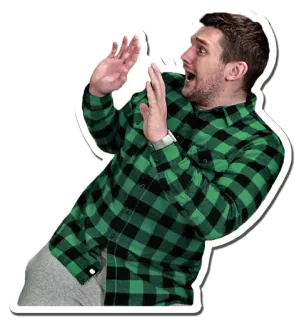 😱 pria, flanel, takut, terkejut, reaksi, ekspresi telegram sticker