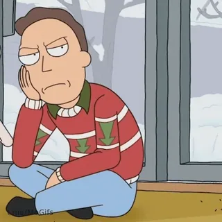 😟 Jerry Smith Rick and Morty dessin animé, animation adulte, Jerry Smith, Rick et Morty, ennuyé telegram sticker
