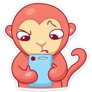 📱 원숭이, 유인원, 스마트폰, 기술, 혼란스러움, 스티커 telegram sticker
