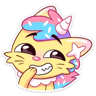 😁 Cartoon Katze, Einhorn, Niedlich, Kawaii, Sticker whatsapp sticker