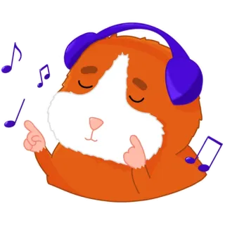 🎧 モルモット, ヘッドホン, 音楽, かわいい, 動物, 漫画 telegram sticker