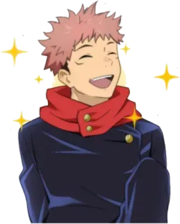 😄 Yuji Itadori Jujutsu Kaisen Аниме, Манга, Jujutsu Kaisen, Юдзи Итадори, Стикер, Улыбающийся telegram sticker