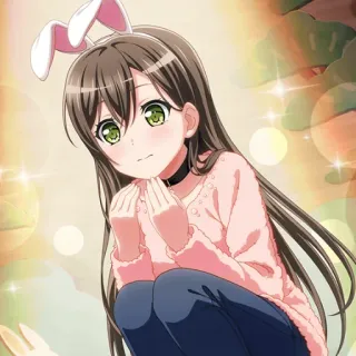 😶 chica anime, orejas de conejo, linda, dibujos animados, suéter rosa, gargantilla telegram sticker