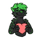 ❤️ Furry, Animal, Lindo, Corazón, Amor, Verde, Negro, Pegatina telegram sticker