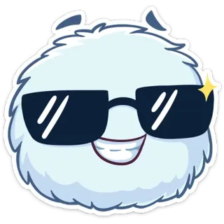 😎 蓬松, 太阳镜, 酷, 表情符号, 可爱, 微笑 telegram sticker