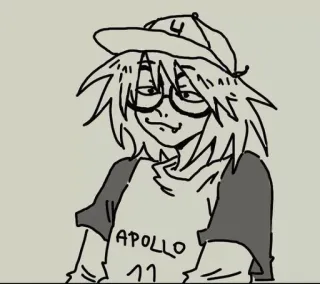 🖇 APOLLO 11 Apollo 11, kosmos, kreskówka, okulary, czapka, czapka z daszkiem, koszulka whatsapp sticker