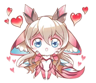 😍 mignon, chibi, anime, coeurs, kawaii whatsapp sticker