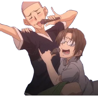 🎵 anime, singing, karaoke, microphone, funny, characters telegram sticker
