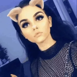 🍭 Filtro, Selfie, Orejas de gato, Maquillaje, Mujer, Chica telegram sticker