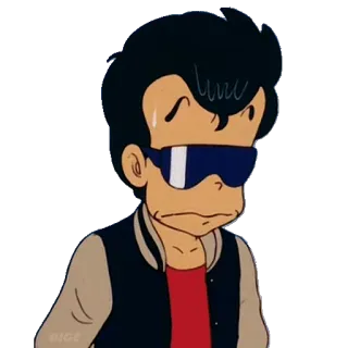 😓 Anime, Desenho animado, Personagem, Óculos, Jaqueta, Triste, Suando telegram sticker