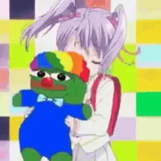 🧸 Fille anime, Dessin animé, Poupée, Meme, Pepe la grenouille, Clown, Arc-en-ciel whatsapp sticker