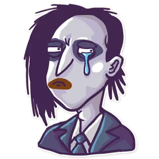 😢 emo, triste, chorando, desenho animado, personagem, ilustração, adesivo telegram sticker