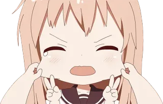 ✌ Anime, Lindo, Chica, Signo de la paz, Divertido, Kawaii telegram sticker