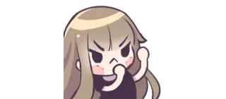 😠 wütend, Mädchen, genervt, niedlich, Cartoon telegram sticker