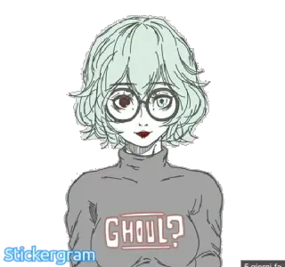 😏 GHOUL? Аниме, Гуль, Персонаж, Девушка, Иллюстрация, Мультфильм whatsapp sticker
