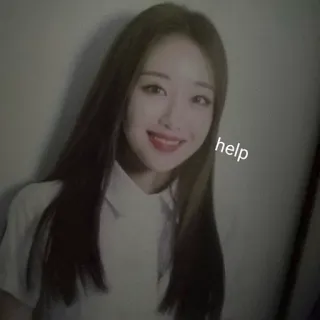 😟 help Kpop, garota, sorriso, ajuda, retrato telegram sticker