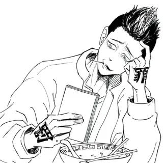 😕 Аниме, Манга, Персонаж, Японский, Лапша, Книга telegram sticker