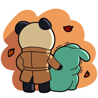 😭 cartoon, panda, bear, hug, friendship, illustration telegram sticker