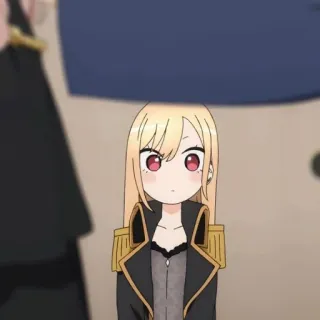 😐 Anime, Personnage, Cheveux blonds, Épaulettes dorées telegram sticker