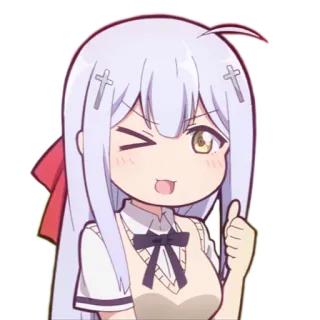 👍 anime, girl, cute, character, wink, thumbs up whatsapp sticker