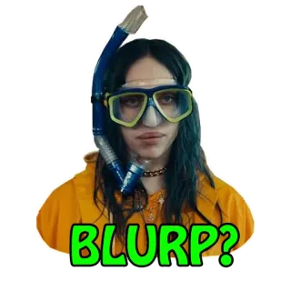 💦 BLURP? นักดำน้ำ, ว่ายน้ำ, ดำน้ำตื้น, ใต้น้ำ, ฟองอากาศ, ตลก, ข้อความ telegram sticker