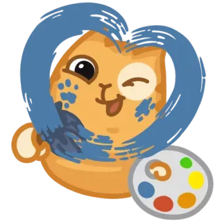 🎨 chat, peinture, artiste, mignon, dessin animé telegram sticker