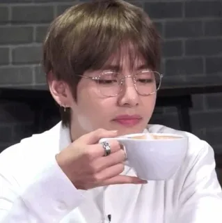 🍪 person, glasses, drinking, coffee, beverage, portrait whatsapp sticker