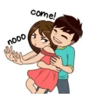 ☺ come! nooo cartoon, couple, relationship, emotions, argument telegram sticker