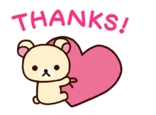 ❤ Thanks! หมี, หัวใจ, น่ารัก, ขอบคุณ, สวัสดี telegram sticker