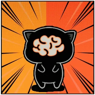 🫡 brain, cat, cartoon, thinking, intelligence, cute telegram sticker