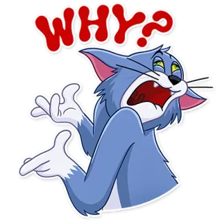 😖 Tom Cat Tom and Jerry WHY? cat, cartoon, question, funny, expression, meme telegram sticker